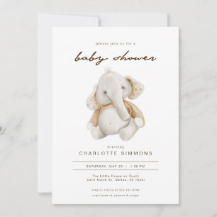 Invitation Baby shower moderne d'éléphant neutre pour les fem