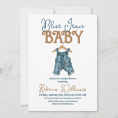 Invitation Baby shower moderne Denim Boy Blue Jean (Devant)