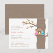 Invitation Baby shower moderne d'oiseau de nid de volière de (Devant / Derrière)