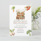 Invitation Baby shower Moderne Du Marché Fraîché, Cultivé Loc (Debout devant)