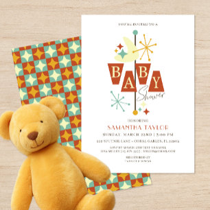 Invitation Baby shower moderne du milieu du siècle