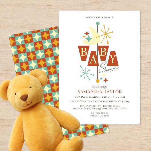 Invitation Baby shower moderne du milieu du siècle