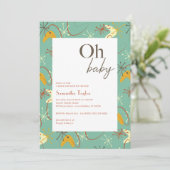 Invitation baby shower moderne du milieu du siècle "Oh bébé" (Debout devant)