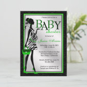 Invitation Baby shower moderne élégant chic de zèbre de vert (Debout devant)