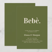 Invitation Baby shower moderne élégant Olive Green (Devant / Derrière)