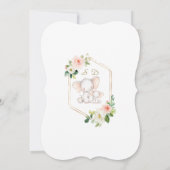 Invitation Baby shower moderne Elephant rose crème Fleurs (Dos)