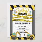 Invitation Baby shower moderne en construction (Devant)