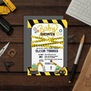 Invitation Baby shower moderne en construction
