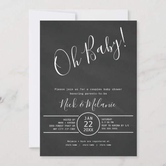 Invitation baby shower moderne en damier avec tombola (Devant)