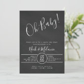 Invitation baby shower moderne en damier avec tombola (Debout devant)