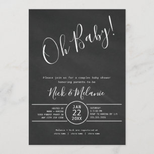 Invitation baby shower moderne en damier avec tombola