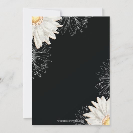 Invitation Baby shower moderne en noir et blanc Gerbera Daisy (Dos)