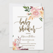 Invitation baby shower moderne en plumes florales de Boho inv (Devant)