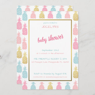 Invitation Baby shower moderne et chic d'ananas tropicale