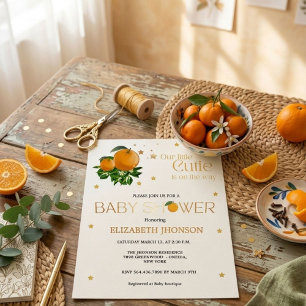 Invitation Baby shower moderne et neutre de Little cutie