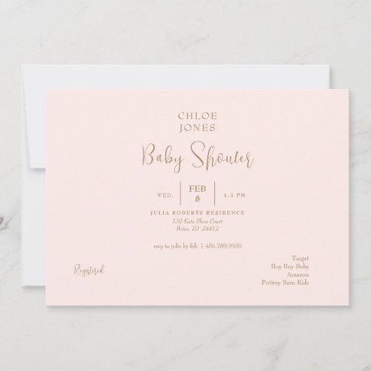 Invitation Baby shower moderne et simple (Devant)
