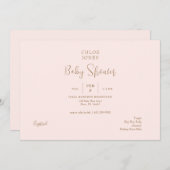 Invitation Baby shower moderne et simple (Devant / Derrière)