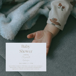Invitation Baby shower moderne et simple Dusty Blue & Gold