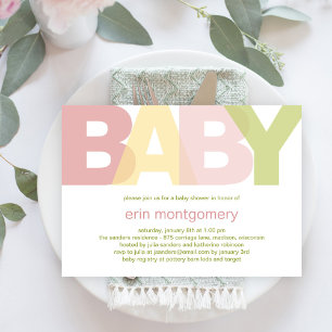 Invitation Baby shower moderne et simple - Fille