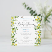 Invitation Baby shower moderne été citron (Debout devant)