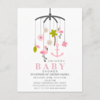 Baby shower moderne Flamant rose Mobile Girl