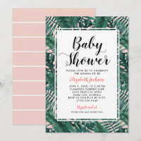 Baby Shower Moderne Fleur de Palmier Tropicale Ros