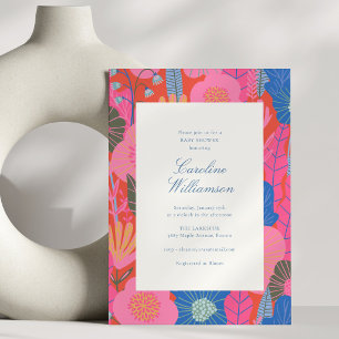 Invitation Baby-Shower Moderne Floral Maximaliste aux Couleur