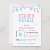 Invitation Baby shower moderne GENDER REVEY rose Bleu (Devant)