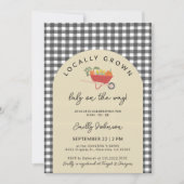 Invitation Baby Shower Moderne Gingham Gris Local (Devant)