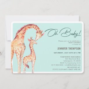 Invitation Baby shower moderne Giraffe Safari Neutre