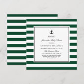 Invitation Baby shower moderne Green Nautical Stripes (Devant / Derrière)