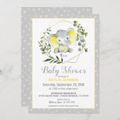 Invitation Baby shower moderne Grey Elephant (Devant / Derrière)
