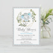 Invitation Baby shower moderne Grey Elephant (Debout devant)