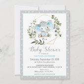 Invitation Baby shower moderne Grey Elephant (Devant)