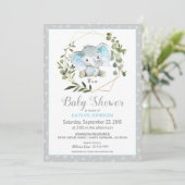 Invitation Baby shower moderne Grey Elephant (Debout devant)