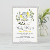 Invitation Baby shower moderne Grey Elephant (Debout devant)