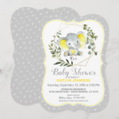 Invitation Baby shower moderne Grey Elephant (Devant / Derrière)