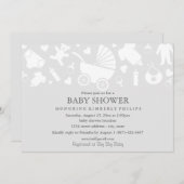 Invitation Baby shower moderne gris (Devant / Derrière)