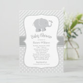 Invitation Baby shower moderne gris éléphant neutre (Debout devant)