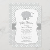 Invitation Baby shower moderne gris éléphant neutre (Devant / Derrière)