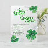Invitation Baby shower moderne Lucky Charm St. Patrick's Day (Debout devant)