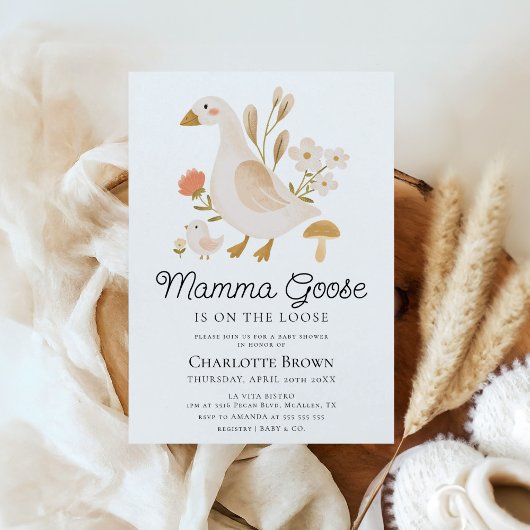 Invitation Baby shower moderne Mama Goose