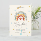 Invitation Baby Shower Moderne Mignon Arc-en-Ciel (Debout devant)