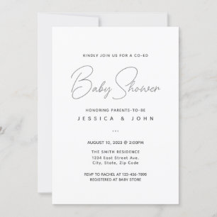 Invitation Baby shower moderne minimaliste co-Ed