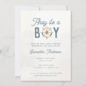 Invitation Baby shower moderne Nautical Blue Pastel Boy (Devant)