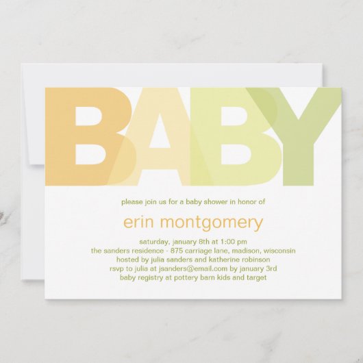Invitation Baby shower moderne - Neutre (Devant)
