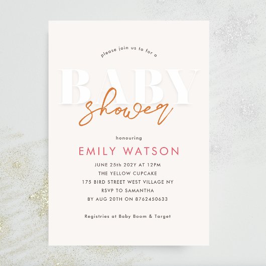 Invitation Baby shower moderne neutre
