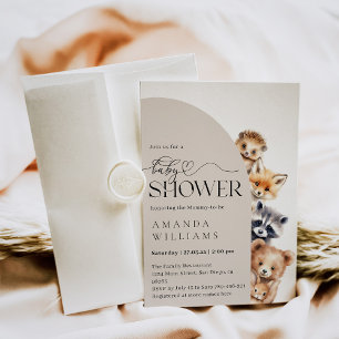 Invitation Baby shower moderne Neutre Boho Boodland