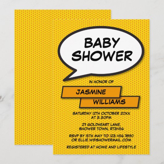 Invitation Baby shower moderne neutre pour les hommes et les (Devant / Derrière)
