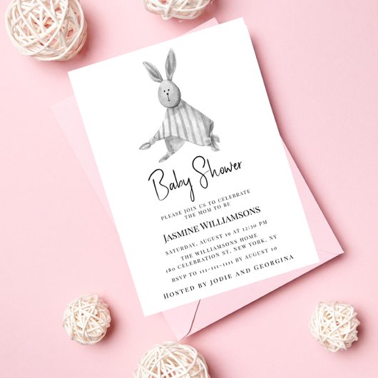 Invitation Baby shower moderne noir et blanc